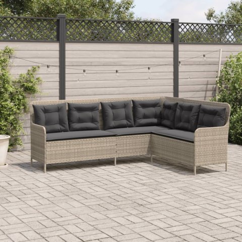 Narożna sofa ogrodowa z poduszkami, jasnoszara, polirattan