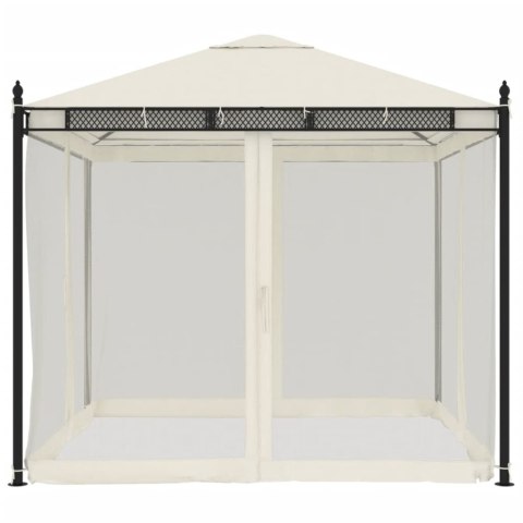 Altanka ze ścianami z siatki, kremowa, 2,93x2,93 m, stal