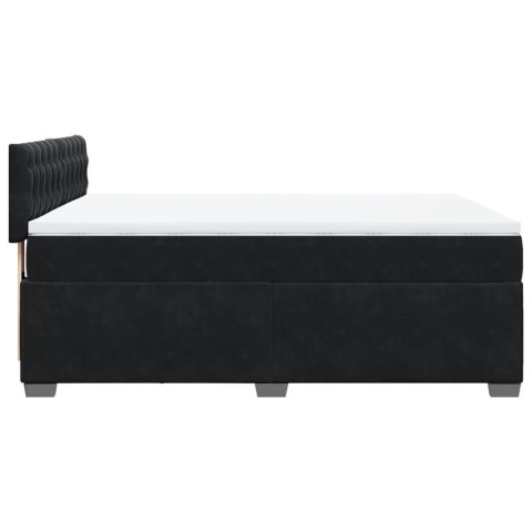 Łóżko kontynentalne z materacem, czarne, 160x200 cm, aksamit