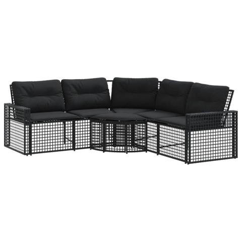 Narożna sofa ogrodowa z poduszkami i podnóżkiem, polirattan