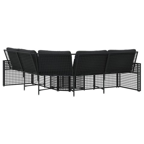 Narożna sofa ogrodowa z poduszkami i podnóżkiem, polirattan