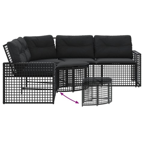 Narożna sofa ogrodowa z poduszkami i podnóżkiem, polirattan