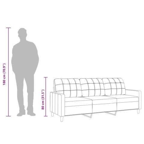 Sofa 3-osobowa, winna czerwień, 210 cm,tapicerowana tkaniną