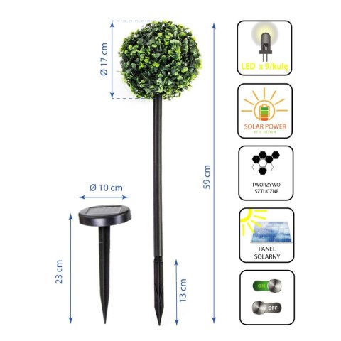 ZESTAW LAMP SOLARNYCH 3 KUL BUKSZPANOWYCH 27 LED
