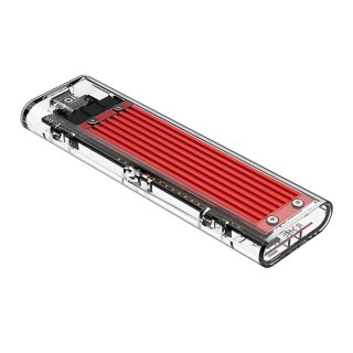 Kieszeń obudowa na dysk TCM2-C3 M.2 NVME na USB-C 10Gb/s - czerwono-przezroczysta