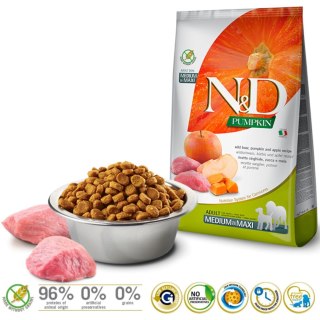 FARMINA N&D Pumpkin Boar & Apple Adult Medium & Maxi - sucha karma dla psa - 12kg