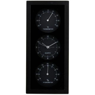ZEGAR BUDZIK TERMOMETR HIGROMETR 26X5x12CM ARTICASA CZARNY