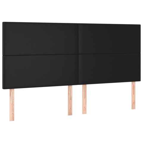 Łóżko kontynentalne z materacem, czarne, ekoskóra 200x200 cm
