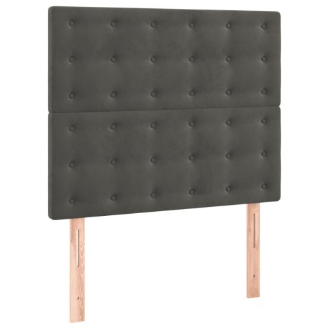 Łóżko kontynentalne z materacem, ciemnoszary aksamit, 100x200cm