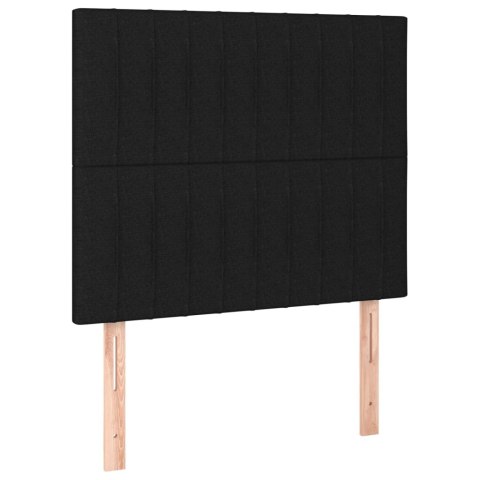 Łóżko kontynentalne z materacem, czarne, tkanina, 100x200 cm