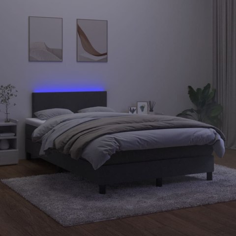 Łóżko kontynentalne z materacem i LED, czarny aksamit 120x200cm