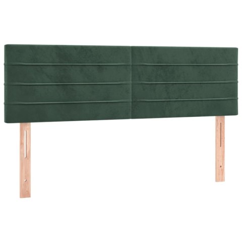 Łóżko kontynentalne z materacem i LED zielony aksamit 140x190cm