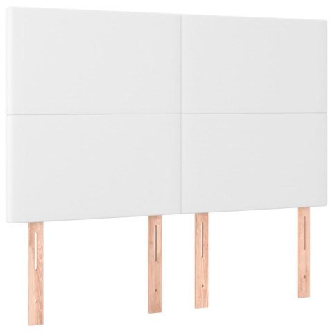 Łóżko kontynentalne z materacem i LED, biała ekoskóra 140x200cm