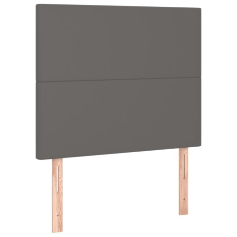 Łóżko kontynentalne z materacem i LED, szara ekoskóra 90x200 cm
