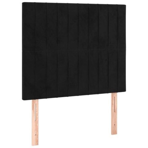 Łóżko kontynentalne z materacem i LED, czarny aksamit 80x200 cm