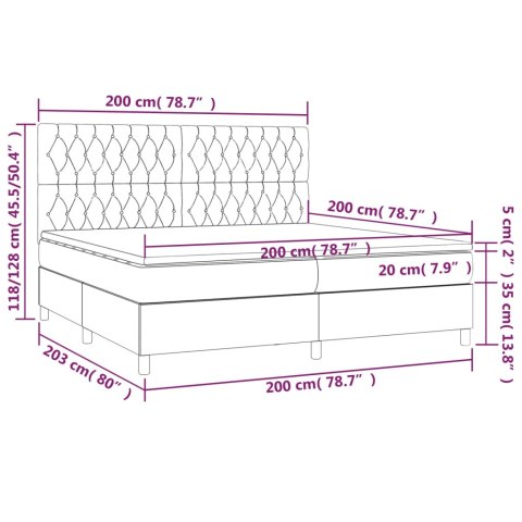 Łóżko kontynentalne z materacem i LED, różowy aksamit 200x200cm