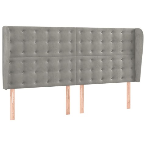 Łóżko kontynentalne z materacem i LED, szare 180x200cm, aksamit