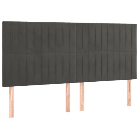 Łóżko kontynentalne z materacem i LED, szary aksamit, 200x200cm