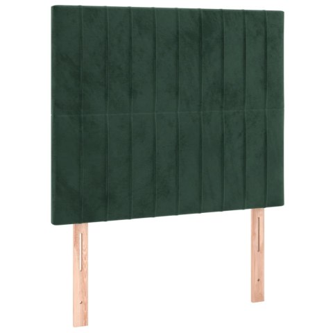 Łóżko kontynentalne z materacem i LED zielony aksamit 90x190 cm