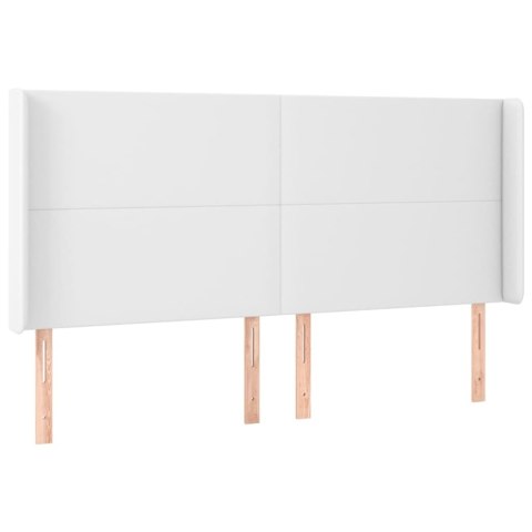 Łóżko kontynentalne z materacem i LED, biała ekoskóra 200x200cm