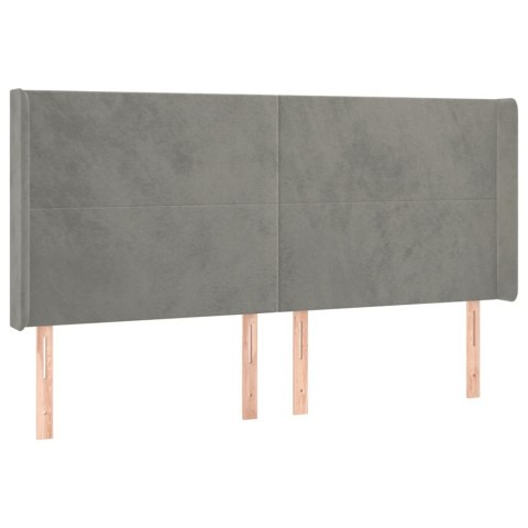 Łóżko kontynentalne z materacem i LED, szare 160x200cm, aksamit