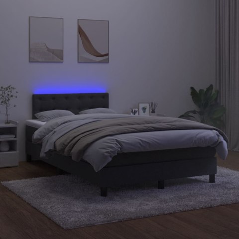 Łóżko kontynentalne z materacem i LED, czarny aksamit 120x200cm