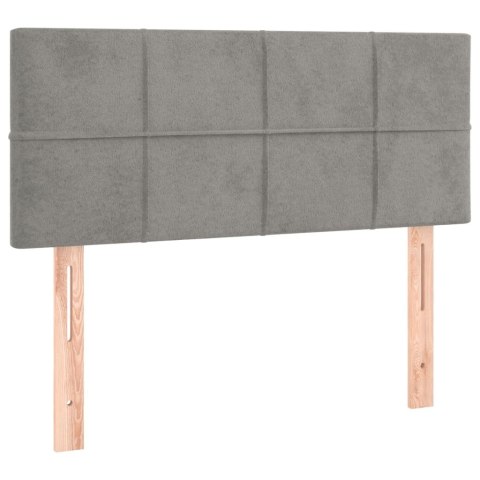 Łóżko kontynentalne z materacem i LED, szare 120x200cm, aksamit