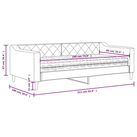 Sofa z materacem, ciemnoszara, 90x190 cm, tkanina