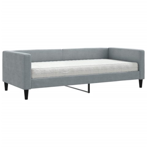 Sofa z materacem, jasnoszara, 90x190 cm, tkanina