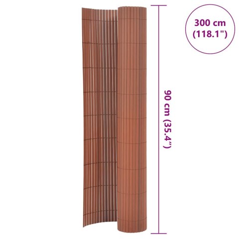 Dwustronne ogrodzenie ogrodowe, PVC, 90x300 cm, brązowe