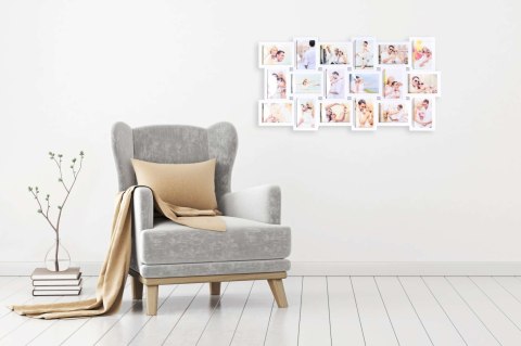 Ramka na zdjęcia MORKA 18 zdjęć biała 45 x 87 cm