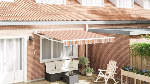 Automatyczna Chowana Markiza Paski Multikolor 350x250 cm