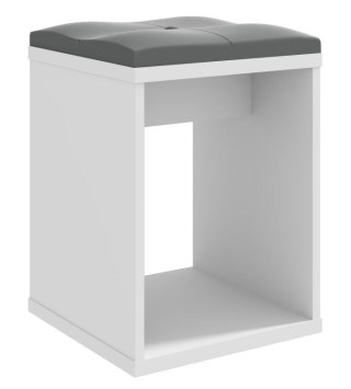 Taboret biały z siedziskiem do toaletki kosmetycznej