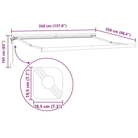 Automatyczna chowana markiza biała 350x250 cm