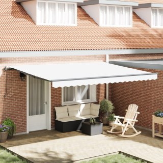Automatyczna markiza chowana Biała 450x300 cm, Materiał wymienny do markizy 4.5x3 m Biała
