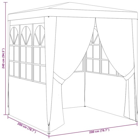 Namiot imprezowy ze ściankami, 2x2 m, biały, 90 g/m²