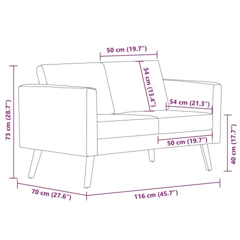 Sofa 2-osobowa, materiałowa, jasnoszara