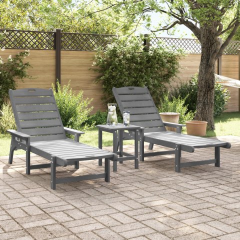 Leżaki 2 szt Jasnoszary 162x53x98.5 cm HDPE