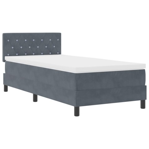 Łóżko Box Spring z Materacem Grafitowe 100x200 cm Aksamit