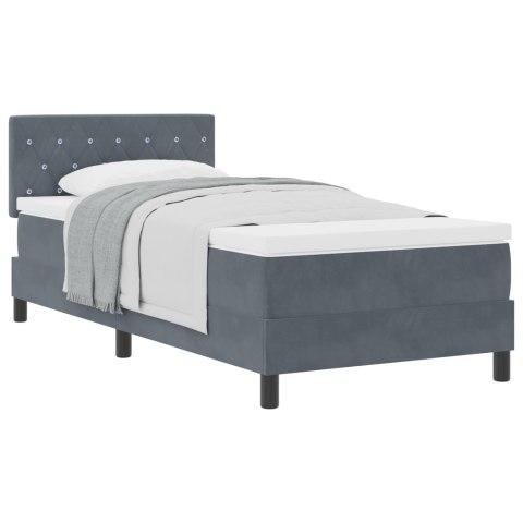 Łóżko Box Spring z Materacem Grafitowe 100x200 cm Aksamit