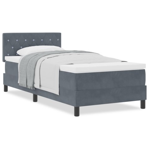 Łóżko Box Spring z Materacem Grafitowe 100x200 cm Aksamit
