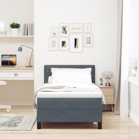 Łóżko Box Spring z Materacem Grafitowe 100x200 cm Aksamit