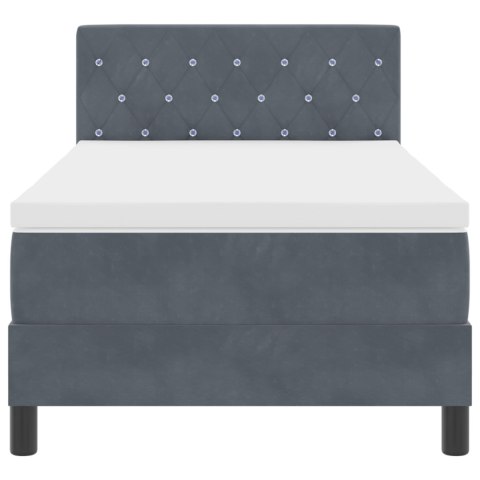 Łóżko Box Spring z Materacem Grafitowe 100x200 cm Aksamit