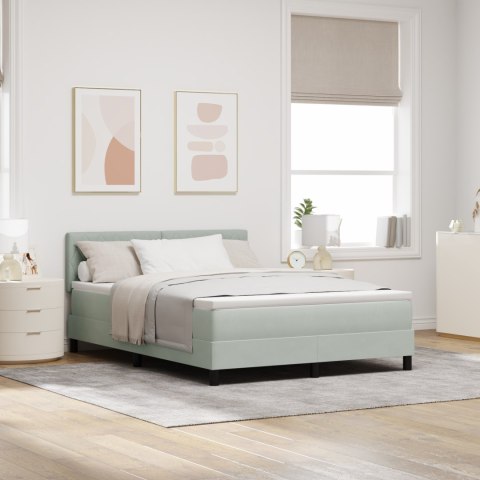 Łóżko Box Spring z materacem Jasnoszare 140x190 cm Aksamit