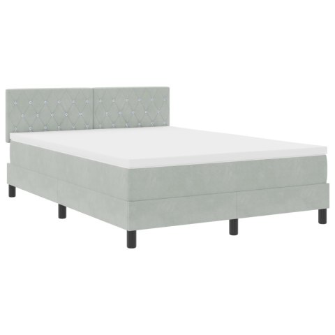 Łóżko Box Spring z materacem Jasnoszare 140x190 cm Aksamit