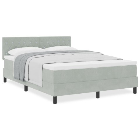 Łóżko Box Spring z materacem Jasnoszare 140x190 cm Aksamit