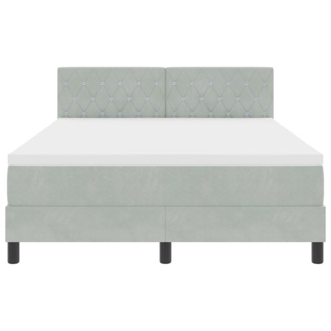 Łóżko Box Spring z materacem Jasnoszare 140x190 cm Aksamit
