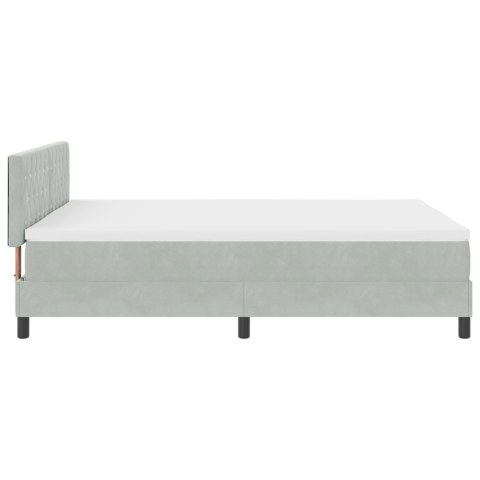 Łóżko Box Spring z materacem Jasnoszare 140x190 cm Aksamit