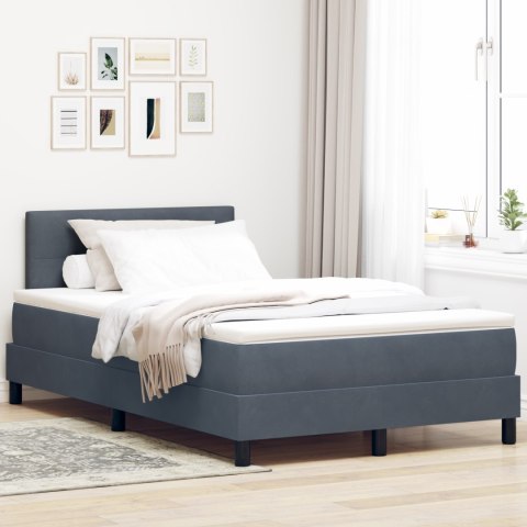 Łóżko typu box spring z materacem ciemnoszary mały podwójny aksamit
