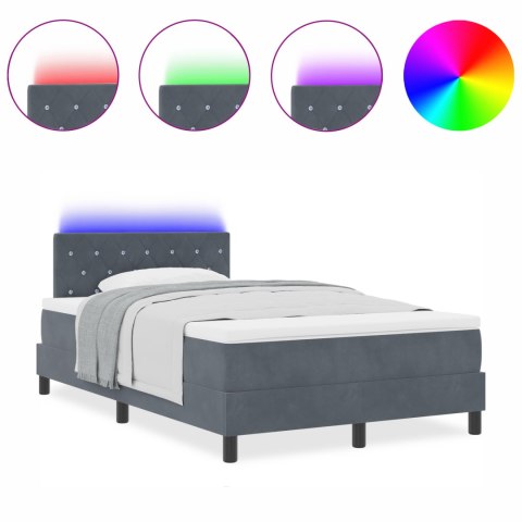 Łóżko typu box spring z materacem ciemnoszary mały podwójny aksamit